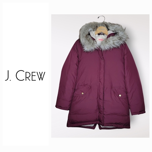 J. CrewCrewcuts Burgundy Fur-Trimmed Parka size 12